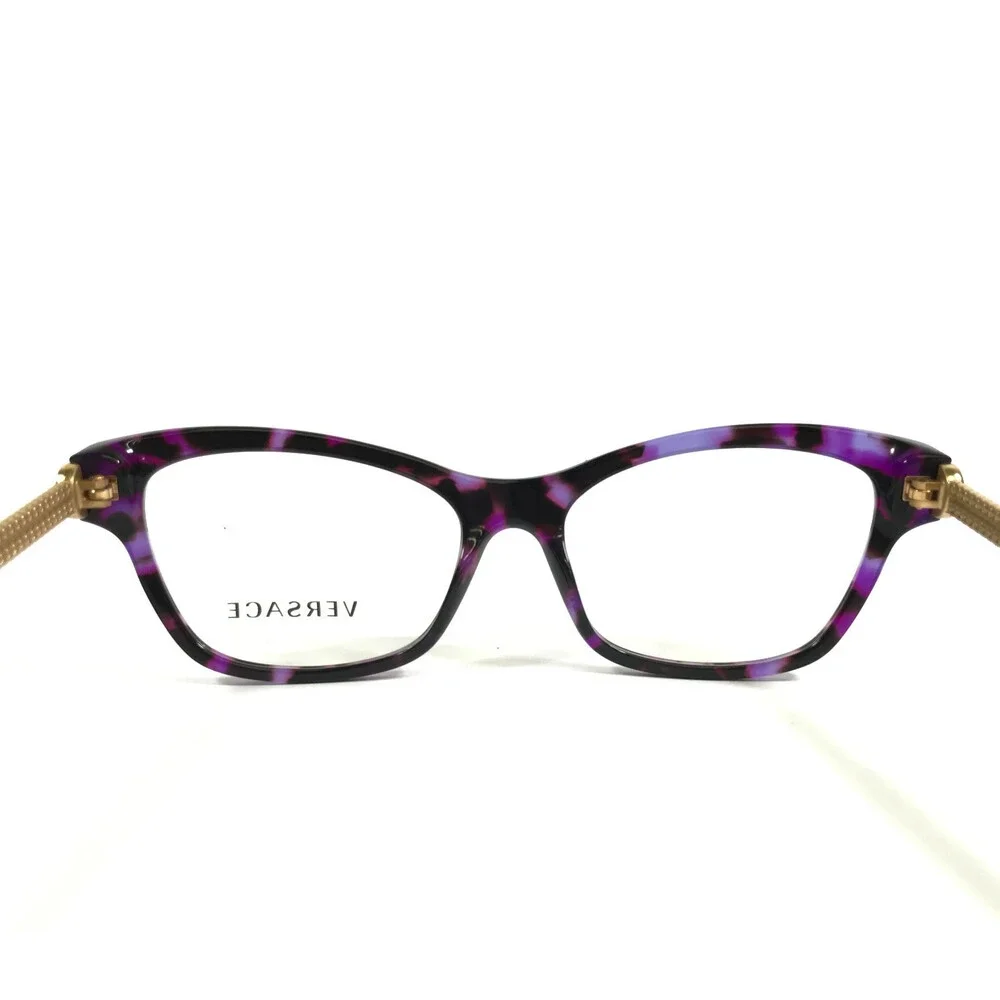 Versace Eyeglasses Frames MOD.3214 5152 Purple Tortoise Gold Cat Eye 52-16-140